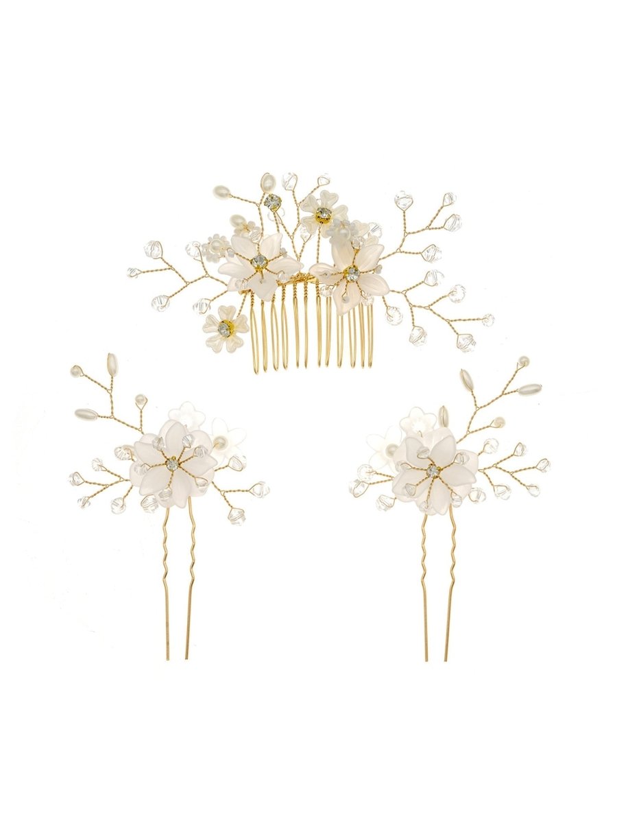 Crystal/Pearl Hair Combs Hair Accessories 3 Pcs - KissProm