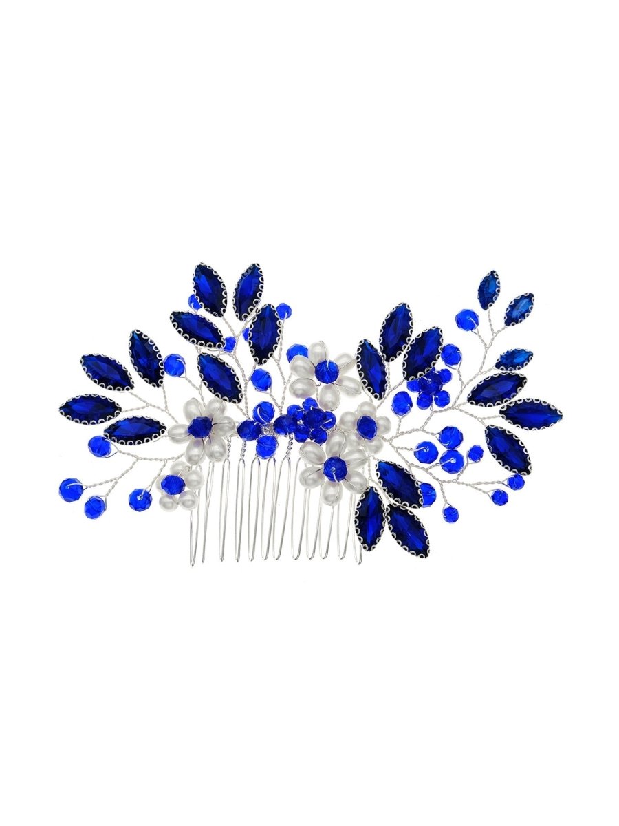 Synthetic Gem Floral Prom Headdress Hair Comb - KissProm