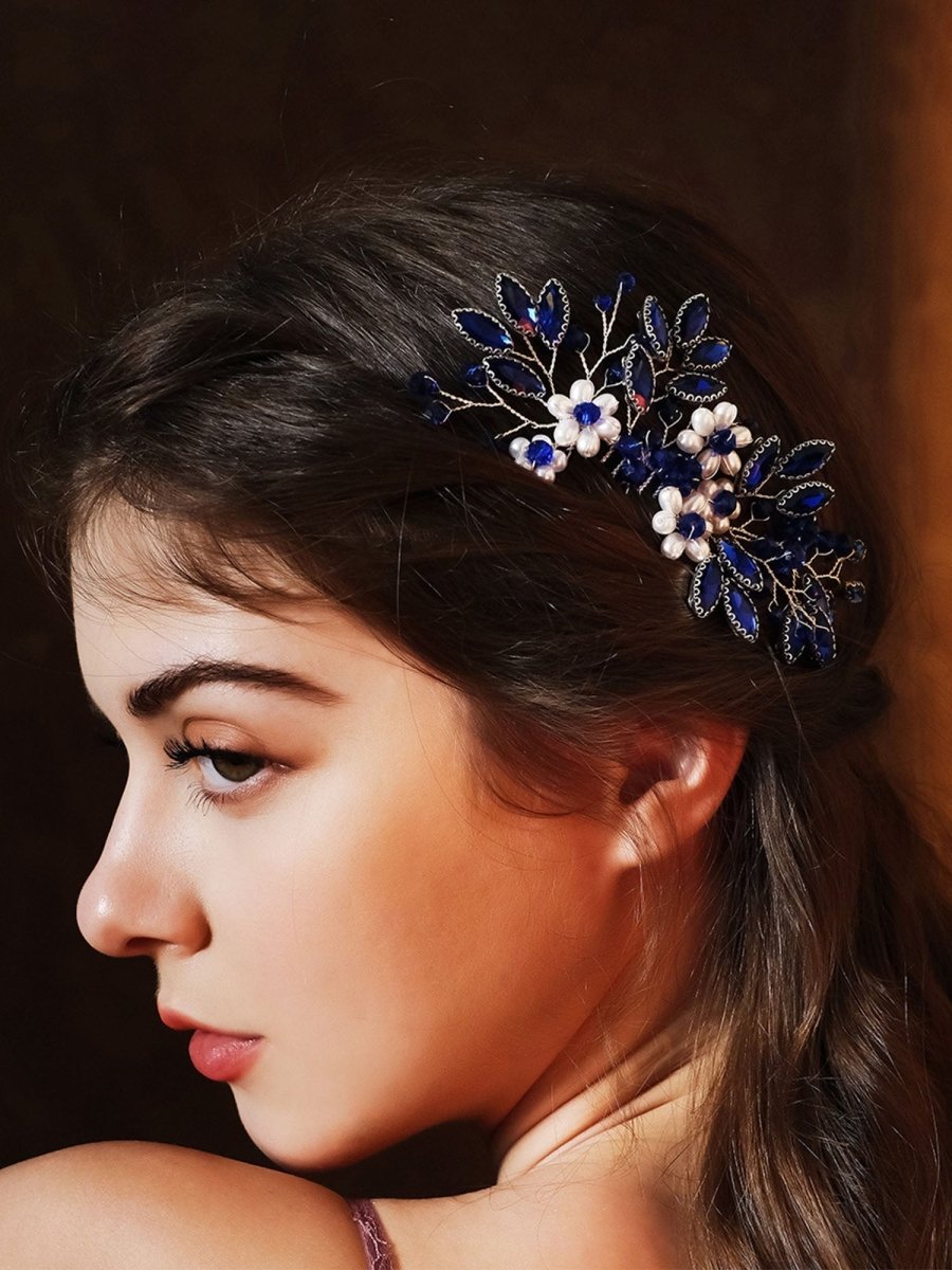 Synthetic Gem Floral Prom Headdress Hair Comb - KissProm