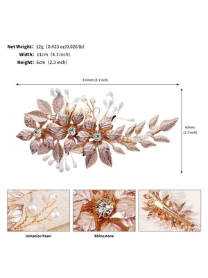 Hand - Painted Thin Floral Leaf Metal Hairpin - KissProm