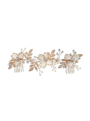 Vintage Alloy Flower Leaf Bridal Hair Comb - KissProm