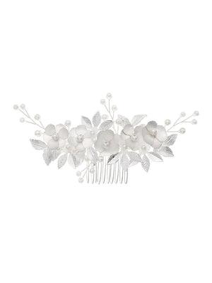 Silver Leaf Flower Bridal Hair Accessories Comb - KissProm