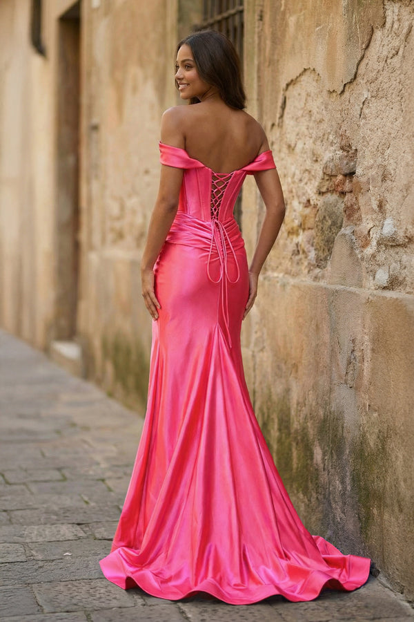 Off the Shoulder Royal Blue Prom Dress with Train - KISSPROM PROM DRESSES