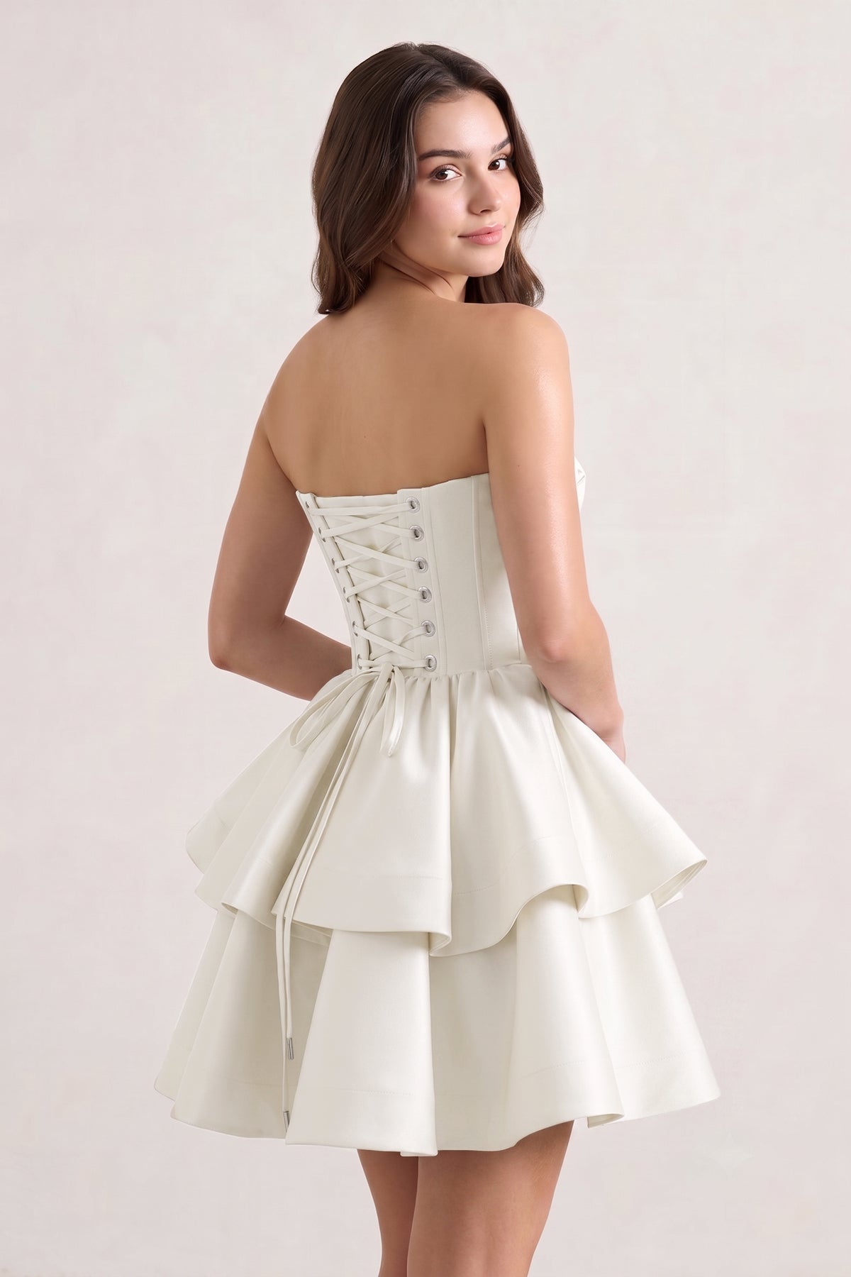 KissProm Pink A Line Sweetheart Satin Ruffles Short Homecoming Dress, Pink / 10
