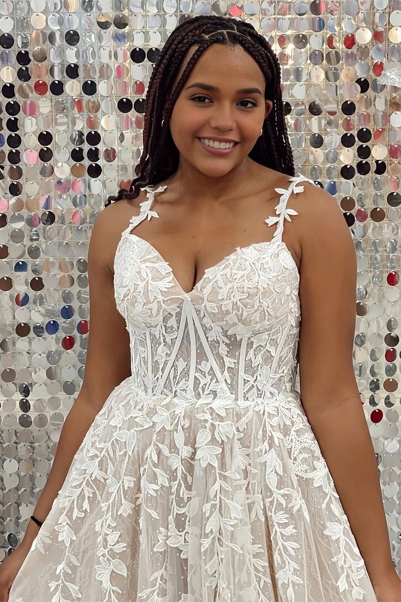 Mariana |A-line Sweetheart Lace Tulle Prom Dress with Slit