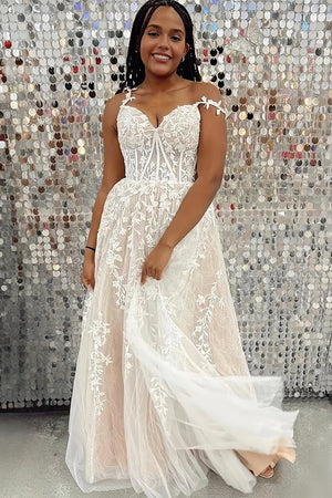 Mariana |A-line Sweetheart Lace Tulle Prom Dress with Slit