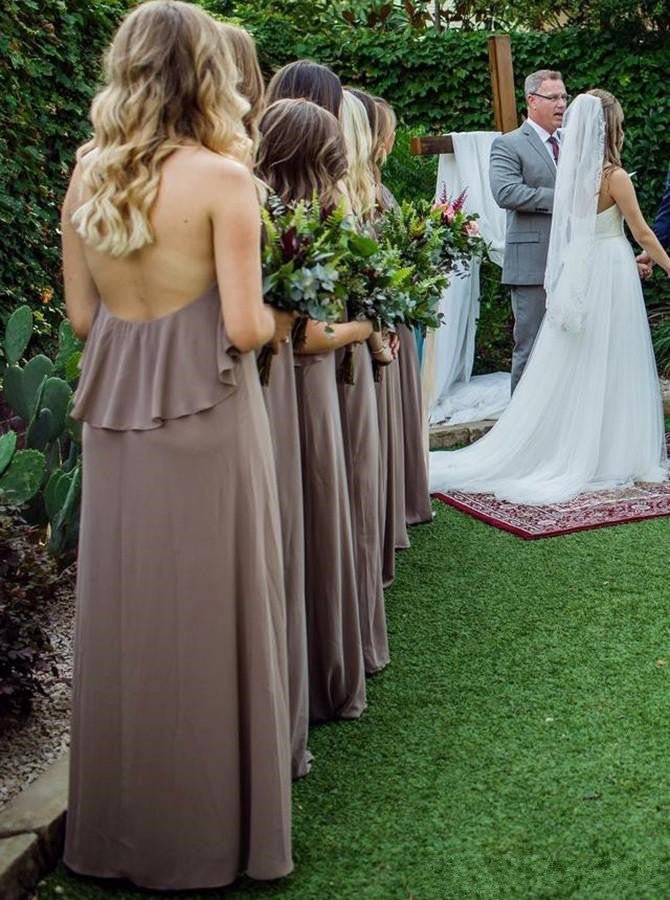 Jewel Chiffon and Ruffles Long Bridesmaid Dresses - KissProm