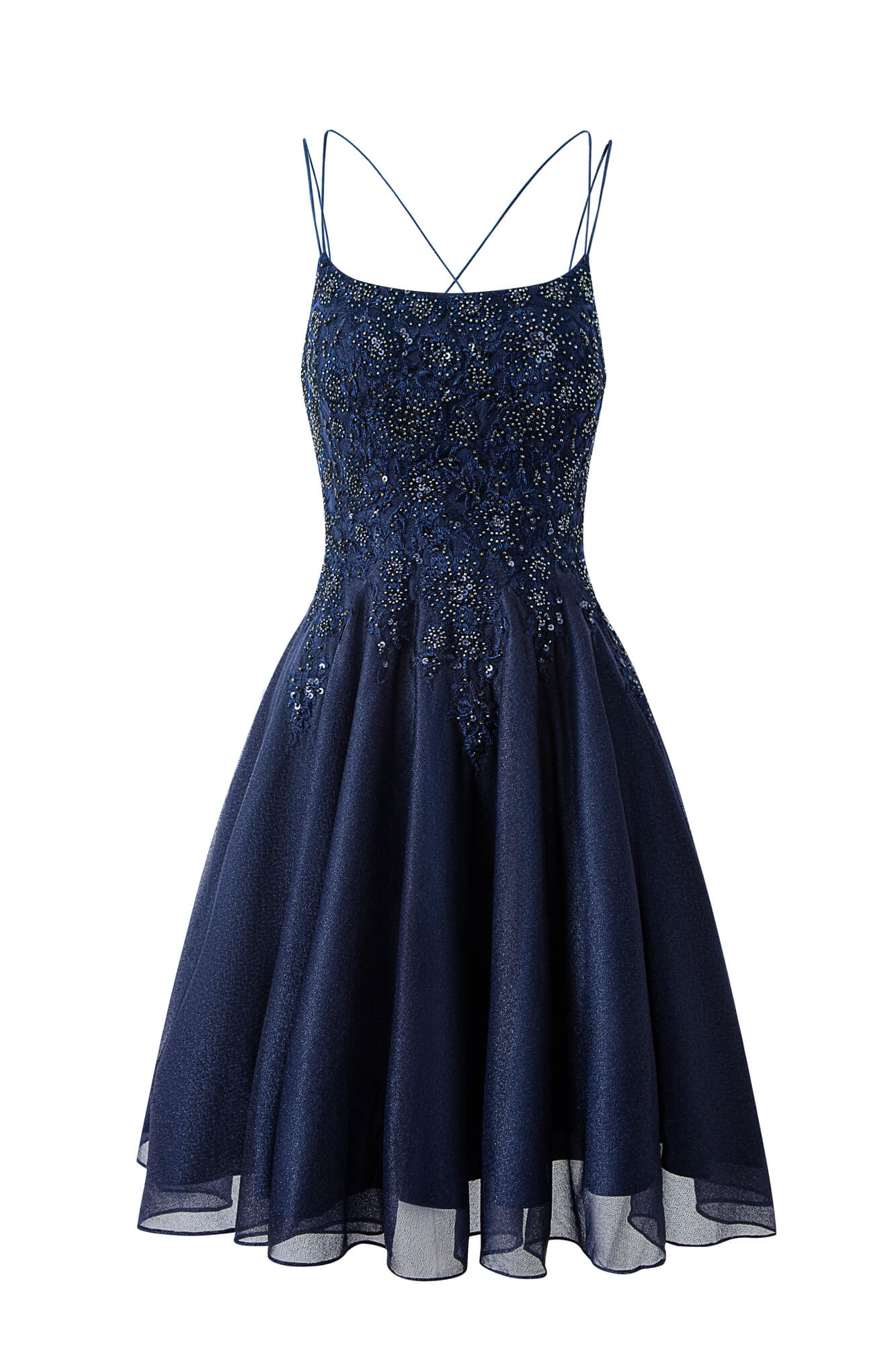 Evelyn Navy Blue | A-line Chiffon Short Homecoming Dress