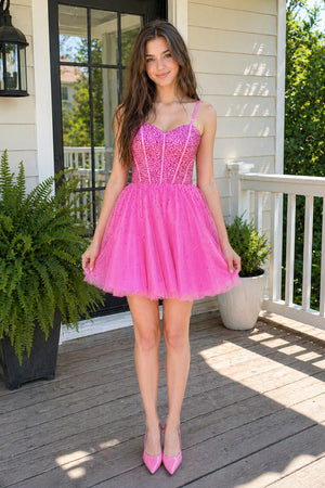 hot pink semi formal dress Jovani D5055 Size 6 Hot Pink Shimmer Prom Dress Formal Evening Gown