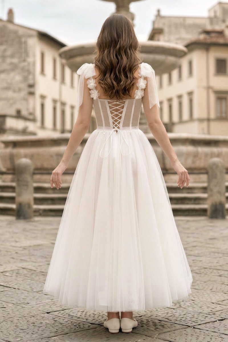 White Homecoming Dress with Flowers White / 0 White Homecoming Dress with Flowers White / 0