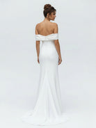 Hathaway | Mermaid Satin Off - the - Shoulder Sheath Wedding Dress with Zipper and Slit - KissProm