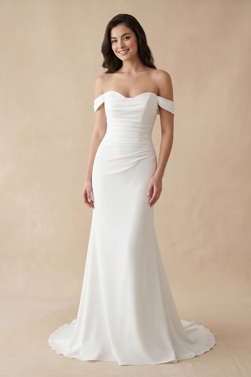 Elegant Mermaid Off the Shoulder Elastic Long Wedding Dresses