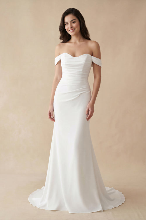 Elegant Mermaid Off the Shoulder Elastic Long Wedding Dresses