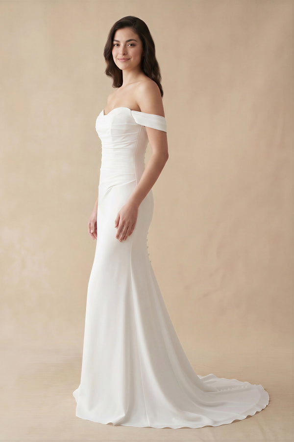 Elegant Mermaid Off the Shoulder Elastic Long Wedding Dresses