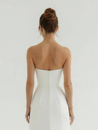 Sia | Mermaid Strapless Satin Wedding Dress With Convenient Detachable Skirt - KissProm