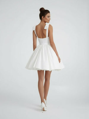 Sweet A - Line Sweetheart Sleeveless Short Satin Wedding Dresses - KissProm