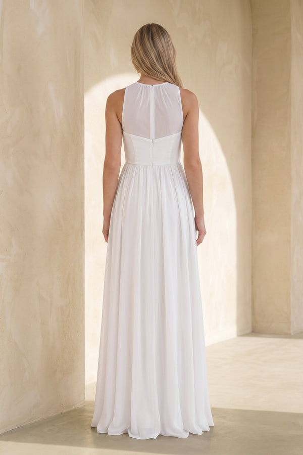 Elegant Bohemian Sleeveless Long A Line Chiffon Wedding Dresses