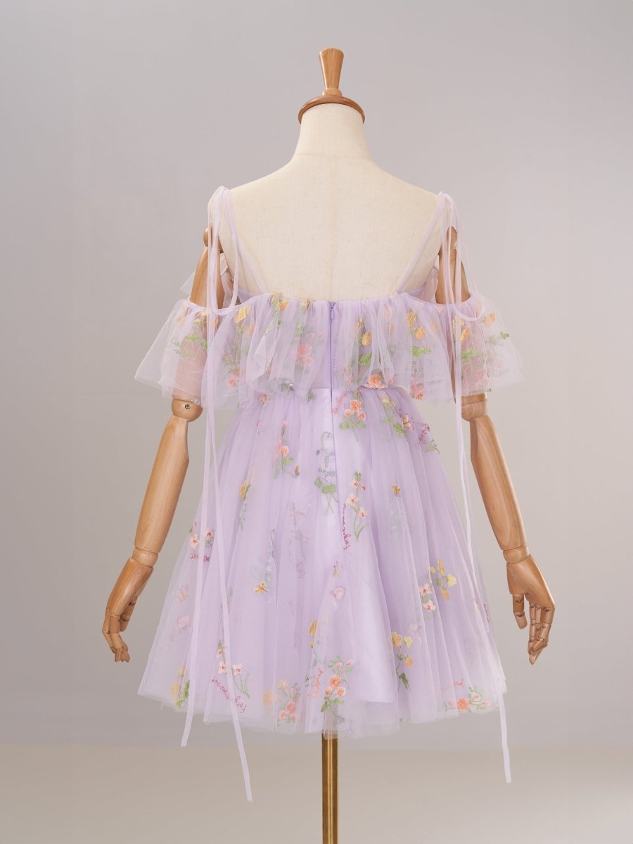 Lavender - Off The Shoulder A Line Satin Short Homecoming Dress main image 1