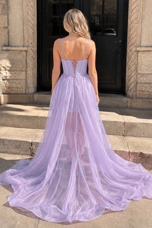 Lavender Bodycon Sweetheart 
Satin Short Homecoming Dress with Beading - KISSPROM