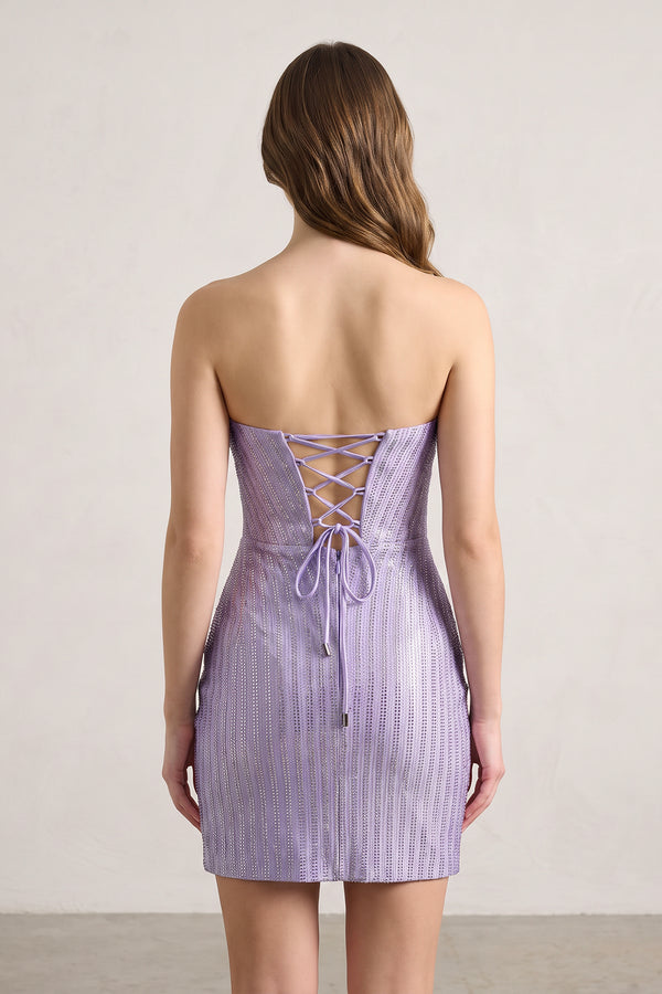 Lavender Sparkly Sweetheart Sheath Homecoming Dress With Beading | KISSPROM