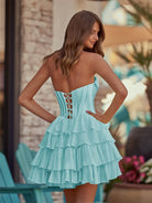 Lenne | Yellow - A-Line Sweetheart Corset Ruffle Homecoming Dress With Applique