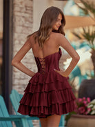 Lenne | Yellow - A-Line Sweetheart Corset Ruffle Homecoming Dress With Applique