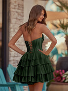 Lenne | Yellow - A-Line Sweetheart Corset Ruffle Homecoming Dress With Applique