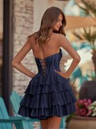 Lenne | Yellow - A-Line Sweetheart Corset Ruffle Homecoming Dress With Applique