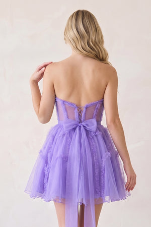 A Line Tulle Strapless Homecoming Dress - KissProm