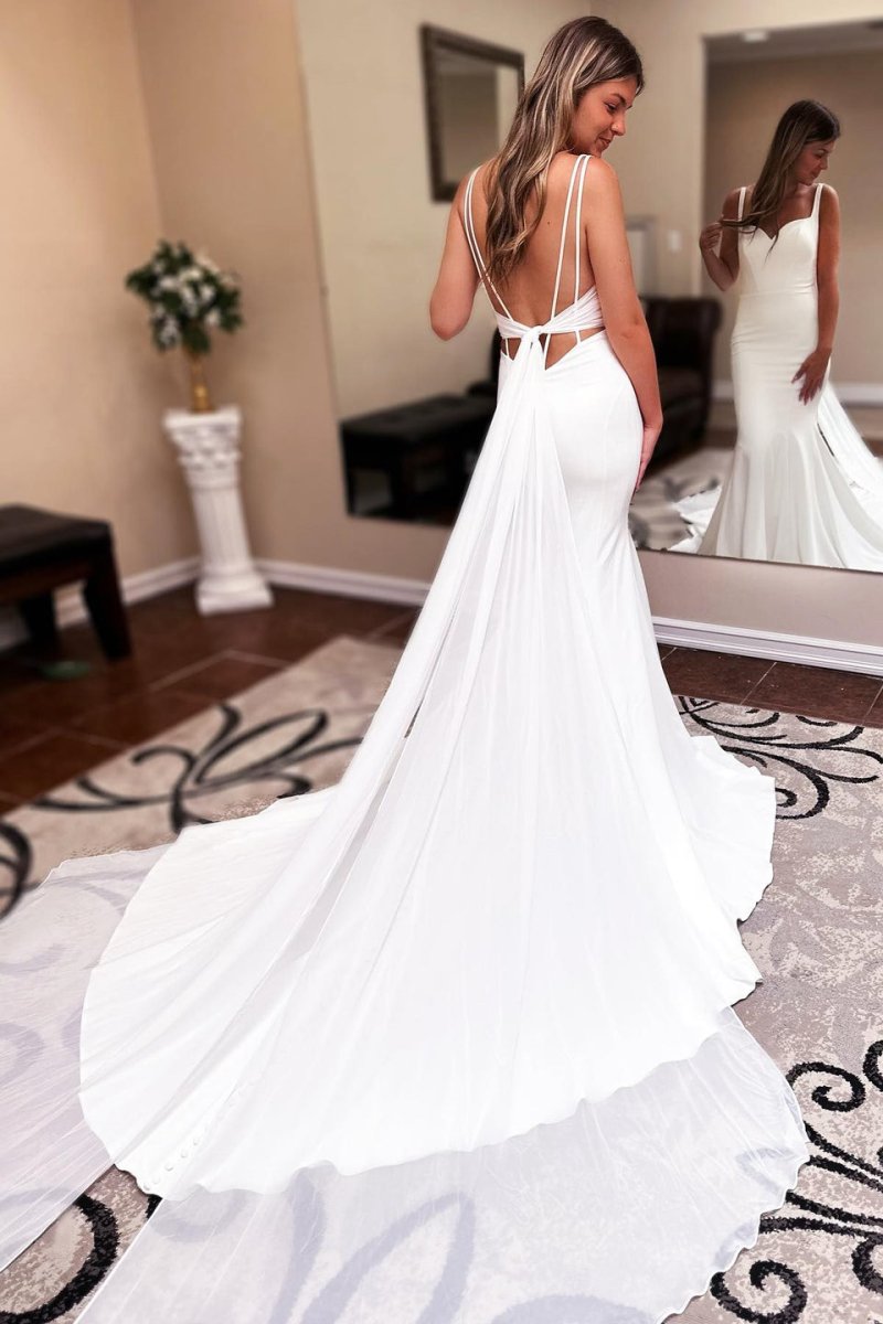 Long Chiffon Boho Wedding Dress Sweetheart Backless