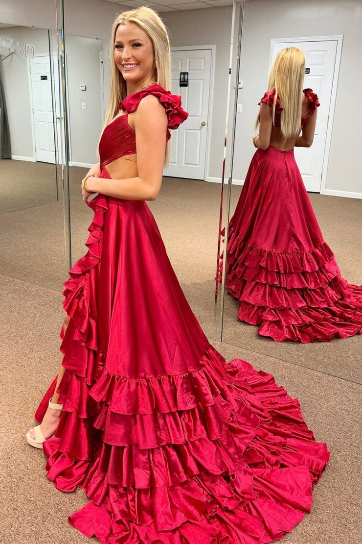 Sexy Cut Out Strapless Ruched A-Line Short Prom Dress Rust
