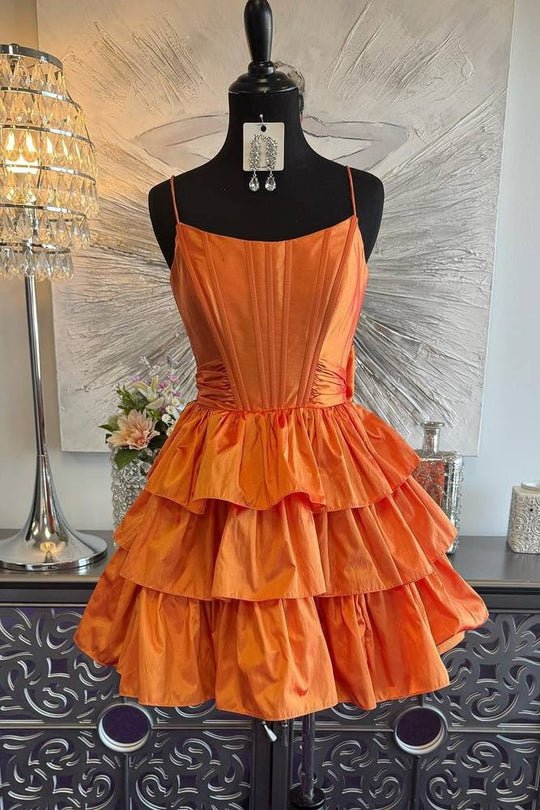 Black Spaghetti Straps Satin A-Line Ruffled Short Corset Homecoming Dress with Bow Black / 14 Black Spaghetti Straps Satin A-Line Ruffled Short Corset Homecoming Dress with Bow Black / 14