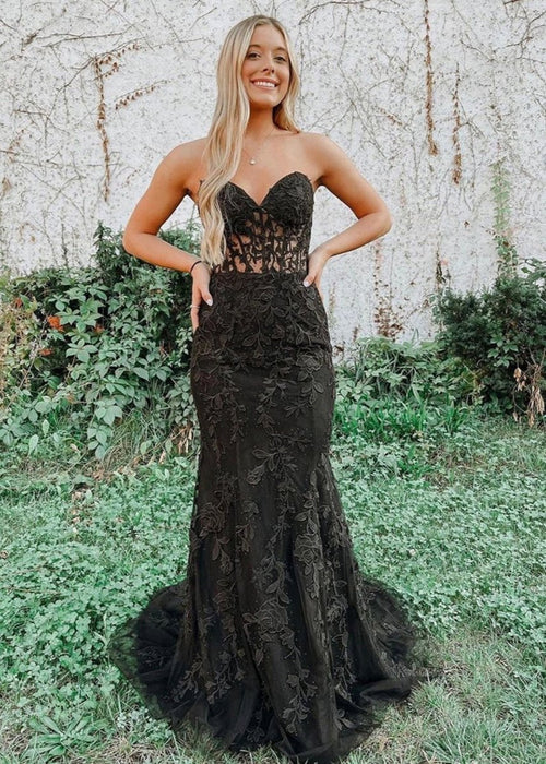 Sky Blue Mermaid Strapless Sequin Prom Dress With Appliques