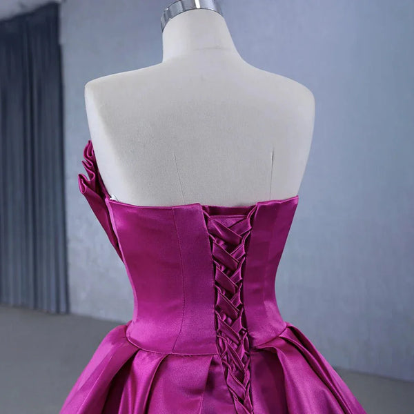 Quinceanera Dress Novelty A Line Satin Strapless Ball Gown Evening Dress for Women - KissProm