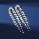 Tassel Gold Long Earrings with Rhinestones - KissProm