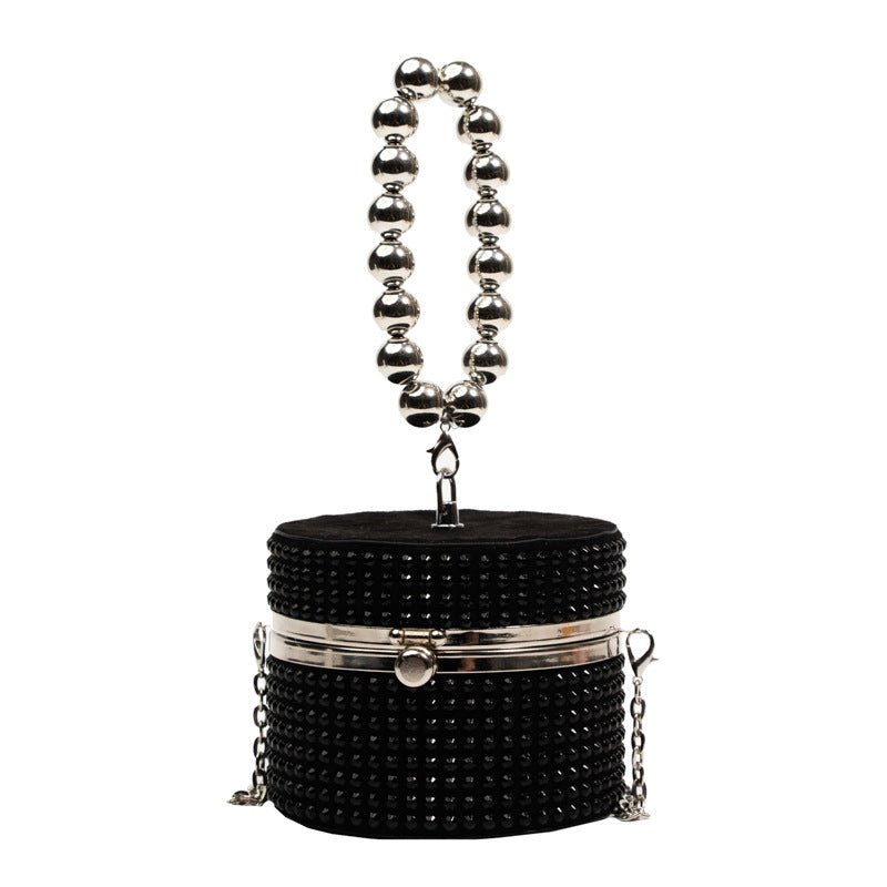 Silver Box Chain Handbag with Rhinestone - KissProm