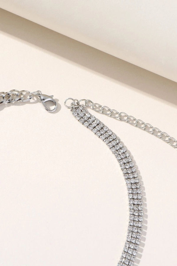 Silver Sparking Rhinestone Choker Necklace - KissProm