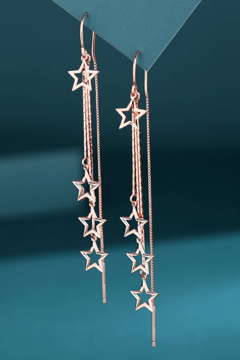 Long Dangle Drop Tassel Star Meteor Earrings - KissProm