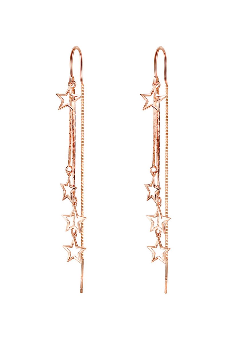 Long Dangle Drop Tassel Star Meteor Earrings - KissProm