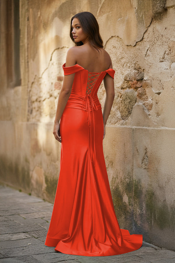 Off the Shoulder Royal Blue Prom Dress with Train - KISSPROM PROM DRESSES