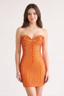 Orange Sparkly Sweetheart Sheath Homecoming Dress With Beading | KISSPROM