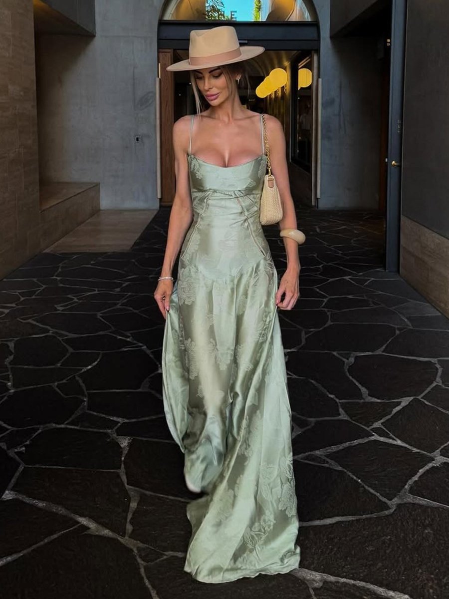 Sage Mermaid Satin Spaghetti Straps Long Prom Dresses Sage Mermaid Satin Spaghetti Straps Long Prom Dresses