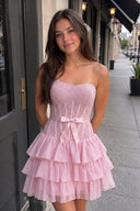 Black Beaded Corset Strapless Ruffled A-Line Homecoming Dress – Homecoming Dress by KissProm | Available at KissProm