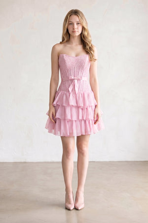 Black Beaded Corset Strapless Ruffled A-Line Homecoming Dress – Homecoming Dress by KissProm | Available at KissProm