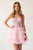 Pink Cute A Line Organza Homecoming Dresses - KISSPROM