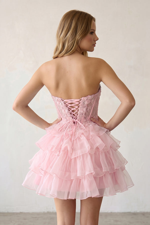 Pink Cute A Line Organza Homecoming Dresses - KISSPROM