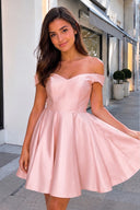 Suri |A-Line Satin Off-Shoulder Homecoming Dress