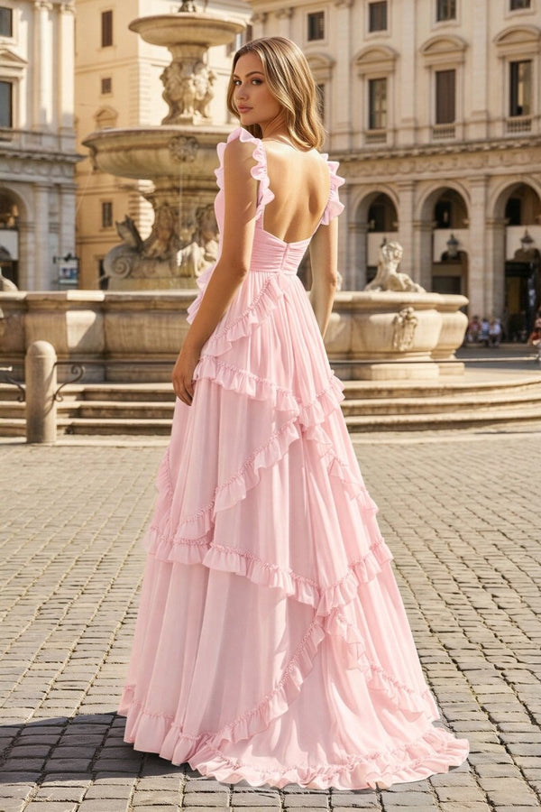 chiffon skirt prom dress Alisa&Leo Sheer Chiffon Prom Dress