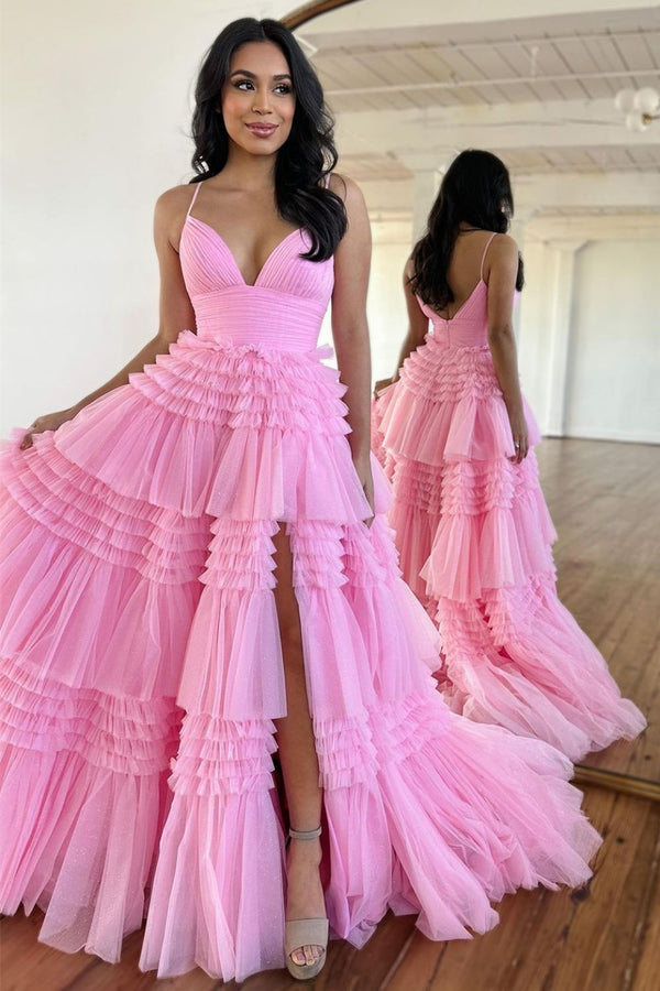 Pretty A Line Spaghetti Straps Tulle Long Prom Dress, Evening Dress C6897 main image 0