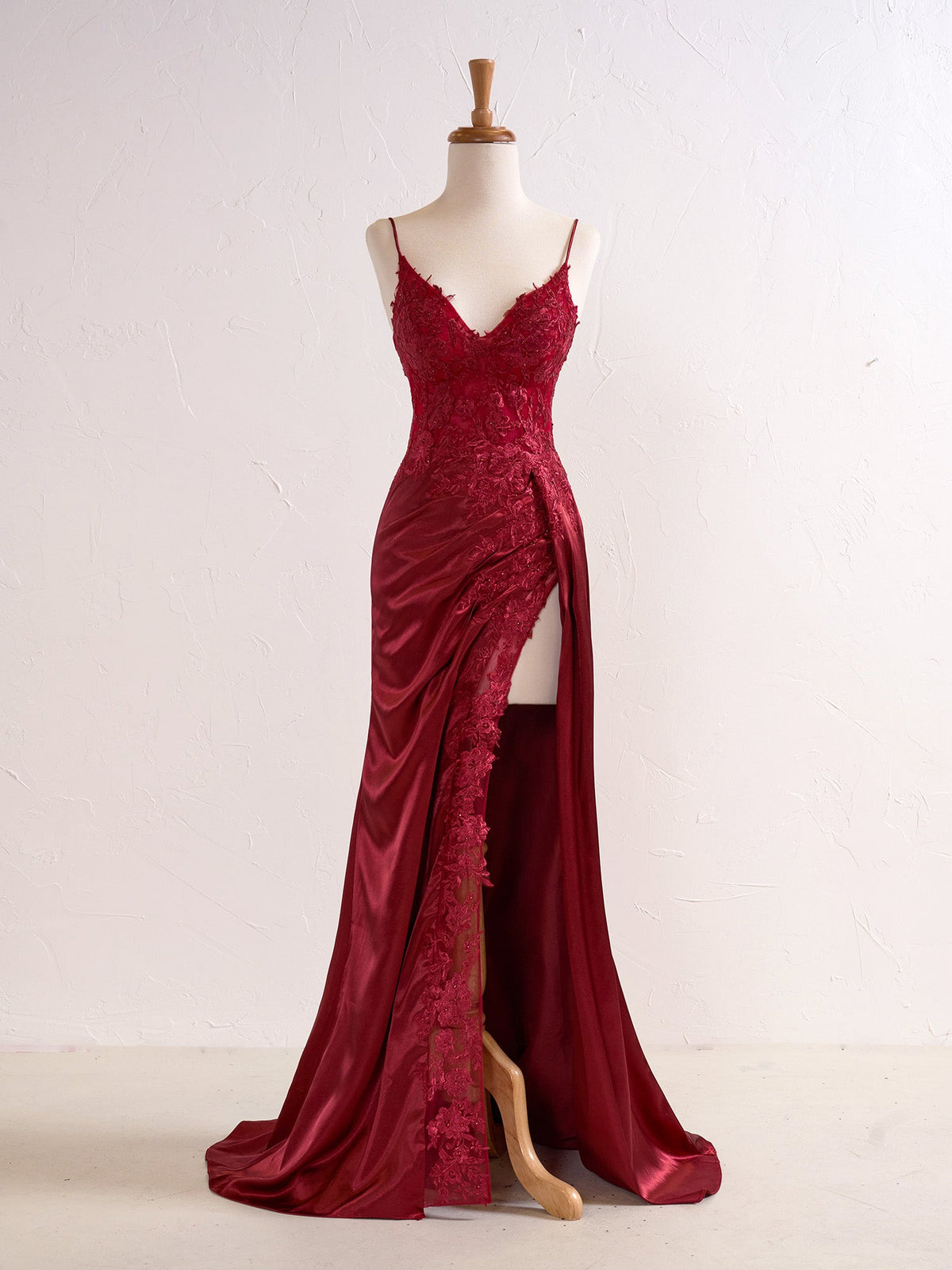 Chic Orange Strapless A-Line Lace Layered Appliques Prom Dress Slit Evening Dress  Y7885